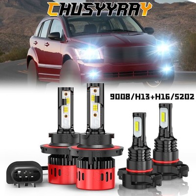 For Dodge Caliber SE SXT Hatchback 2010 2011 2012 LED Headlight Fog Light Bulbs