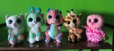 Beanie Boos lot of 5 Cat Owl Giraffe Dragon with Tag Plush Cute