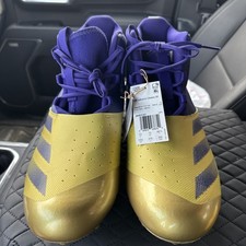 Size 13.5  Adidas SM ADIZERO Chaos Football Lineman Cleats gold/blue Men's NWT