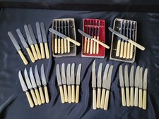 Large Lot Vintage Butter / Tea Knives – Cream Handles – Stainless Steel – Mixed