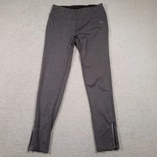 RBX Performance Leggings Womens Medium Gray Stretch Athletic Running Zip Pockets