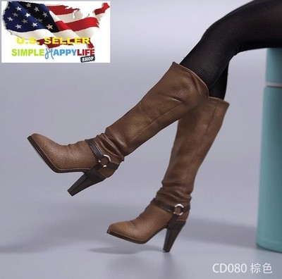NEW 1/6 scale BROWN boots for 12'' Female figure worldbox Phicen Hot toys  USA 