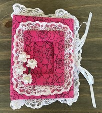 Vintage Fabric Photo Album 4x6 Hold 100 Pictures Roses Flowers Lace 1980 s