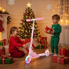 Kids Kick Scooter Adjustable With 2 LED Lights Wheels Folding for Kids Beginner