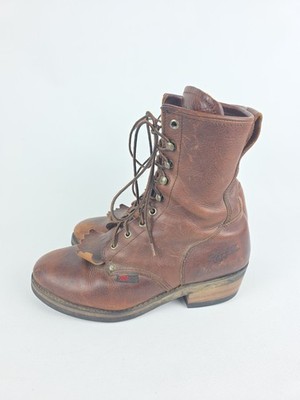 Field N Forest 1163 Brown Leather Logger Work Boots Size 8 1/2 D
