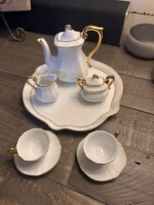 Andrea by Sadek Porcelain Tea Set - Vintage 24K Gold Trim - White Miniature