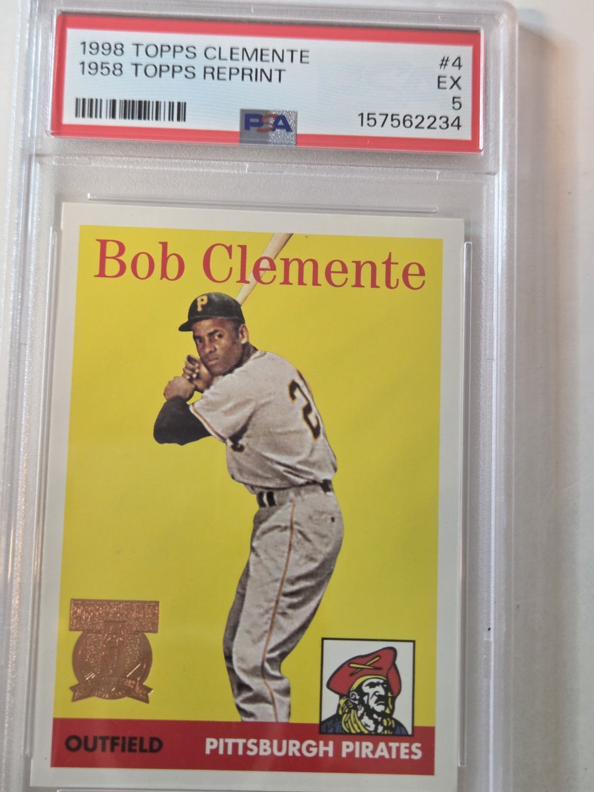1998 Topps Clemente #4 1958 Topps Reprint PSA 5 Pittsburg Pirates view 5
