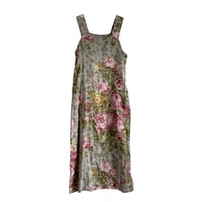 Vintage Max Mara Floral Linen Blend Sleeveless Coastal Dress Womens Size 8