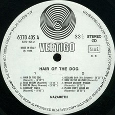 Nazareth - Hair Of The Dog, Vinyl, LP Album, Vertigo 6370 405 A, 1975 Italy