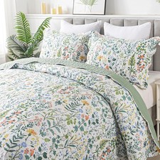 Floral Quilt King Size 3 Pieces Microfiber Quilt Sets Lightweight Bedspreads