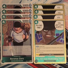 4 x One Piece Roronoa Zoro EB02-019 R & 4 x You Ain't Even Worth... OP06-039 R
