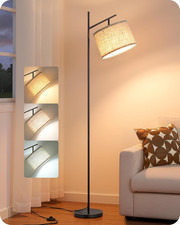 Arc Floor Lamp with Adjustable Linen Shade