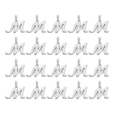100Pcs A-Z Alphabet Charm, Metal Alphabet m Letter Charm Initial Charm, Silver