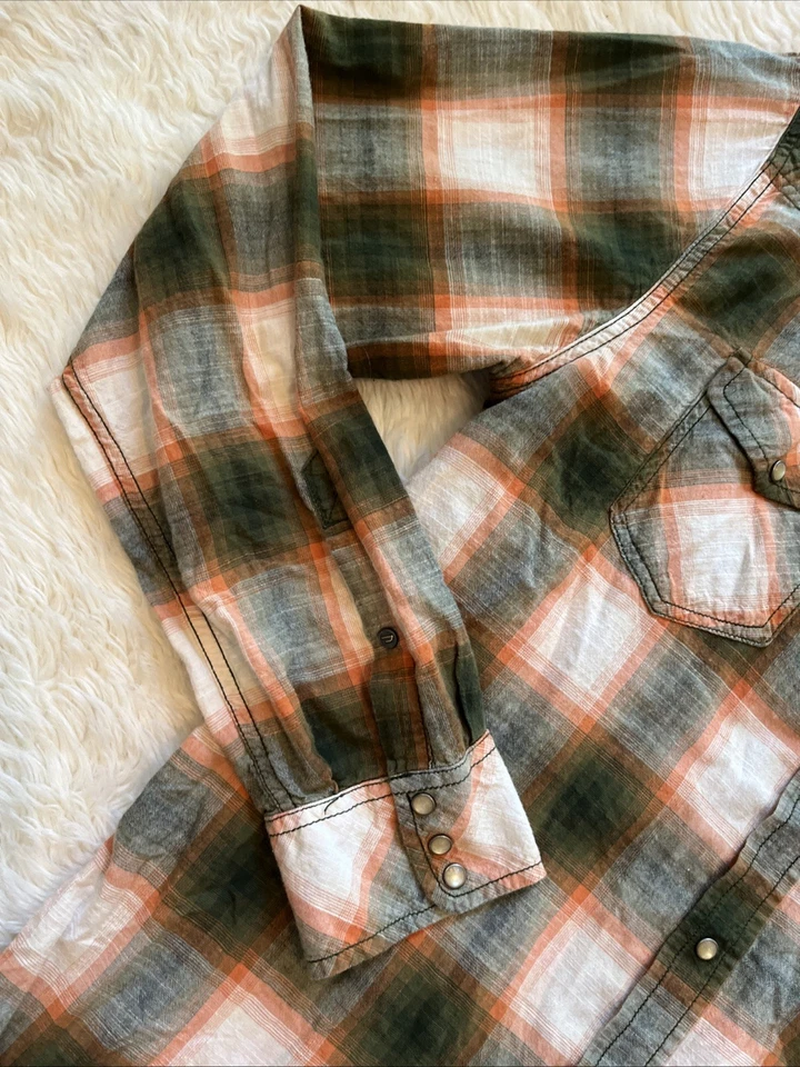 Mens Diesel Co Plaid Shirt Pearl Snap Western Size XL Slim - Image 3 of 4