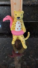 Figurine jouet plastique ANKYO animaux de fête guépard en flamant rose 4,5"