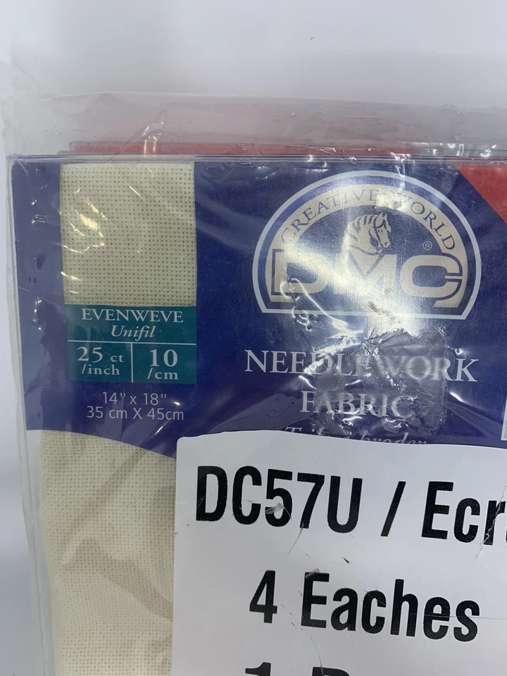 DMC 25 Count Evenweave Ecru 4 PACKS Cross Stitch Fabric 14x18 inches NOS  - Image 2 of 4