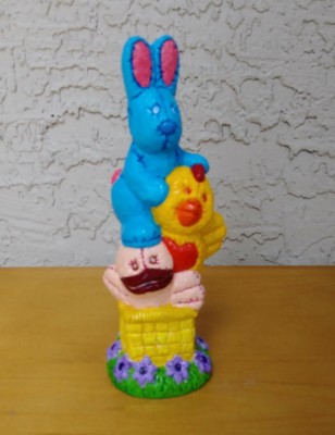 Wee Crafts Easter Bunny HAND PAINTED Stuffed Animal Statue Vintage Duck Chicken
