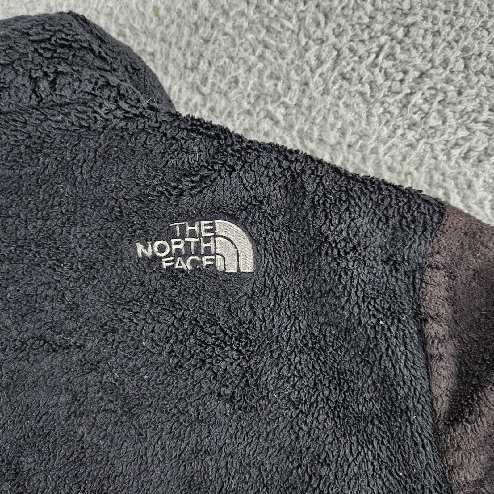 The North Face Jacket Womens Size Medium Black Fuzzy Fleece Full Zip Mock Neck
