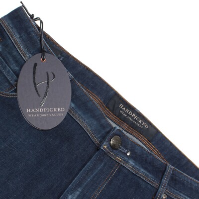 Handpicked NWT Denim Jeans Size 38 US In Dark Blue w/ Fading Cotton Blend