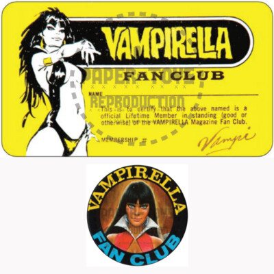 THE VAMPIRELLA FAN CLUB MEMBERSHIP CARD AND 2'' STICKER - REPRINT