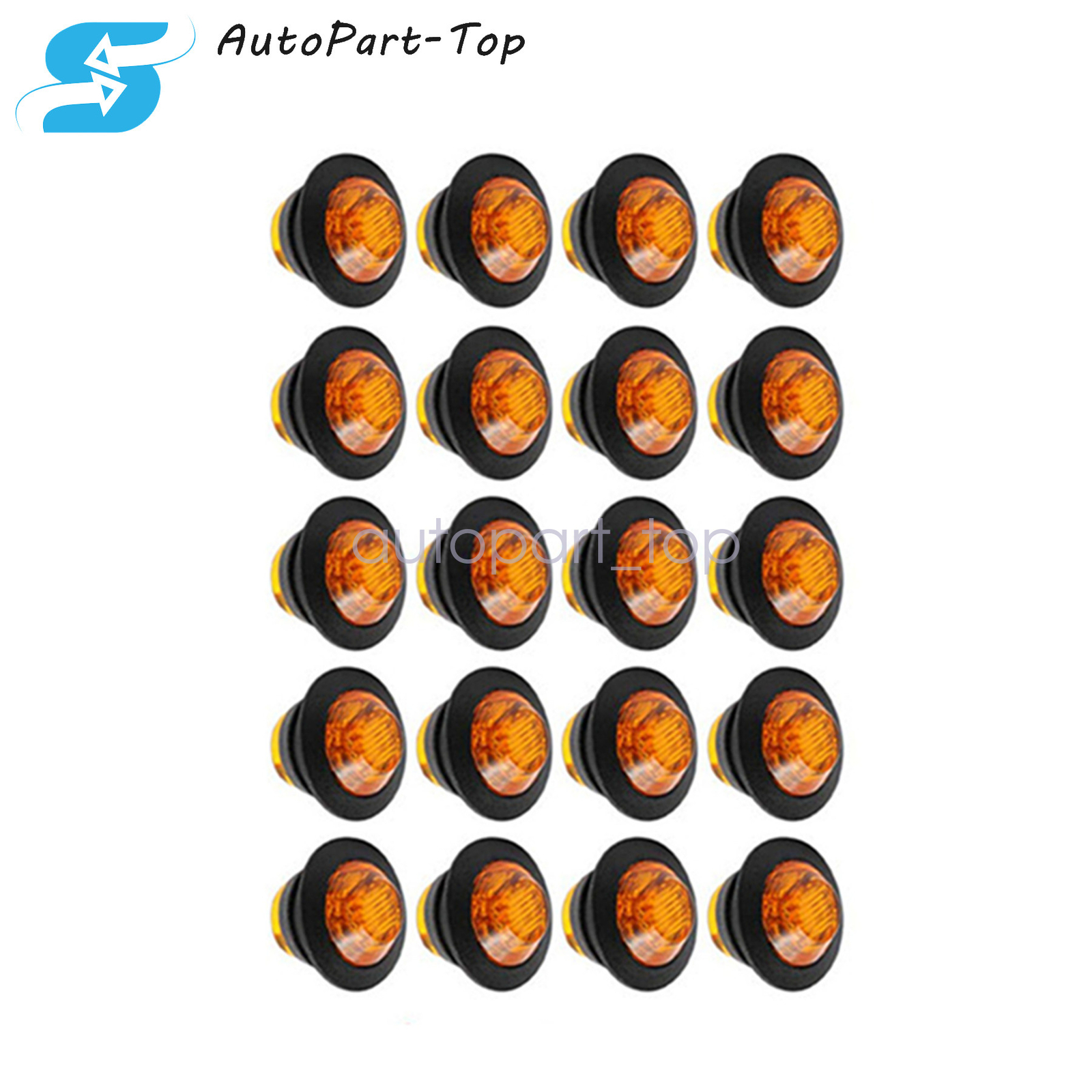20pcs Amber 3/4"Round LED Bullet Clearance Side Marker Lights FOR Truck Trailer