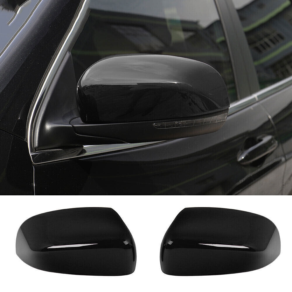 Pair For Jeep Compass 2017-2023 Black ABS Side Rearview Mirror Cover Cap Trim