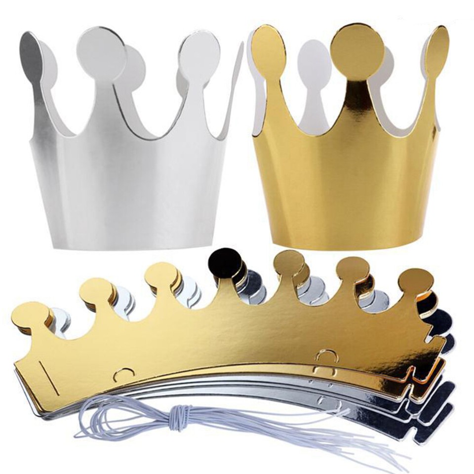 12-pcs-gold-paper-crowns-kids-hats-birthday-party-baby-child-ebay