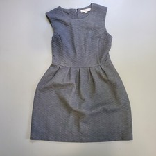 Ann Taylor Loft Womens Casual Solid Sleeveless Zip Fit Flare Gray Dress Size 4