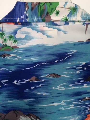 Vintage Islander Polyester Shirt Hawaiian Scene Blue Size XL Made In USA NWT - Picture 9 of 9