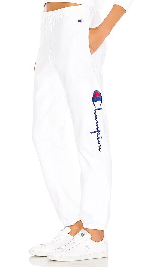 Champion Side Logo Elastic Pants White Sweatpants Casual Terry L NWT $90 | eBay