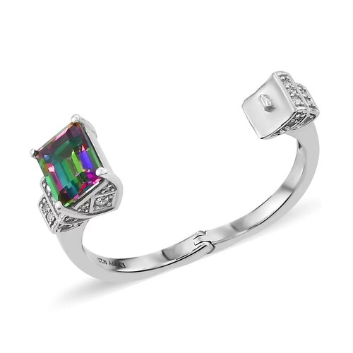 2.85ctw Northern Lights Mystic Topaz Ring Platinum/Sterling Silver Size 5 - 第 4/7 張圖片