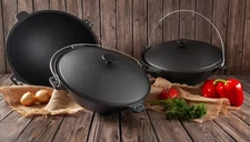 100% Cast Iron Uzbek,Tatar Kazan 6L-22L+ Cast Iron Lid 100% Original BIOL