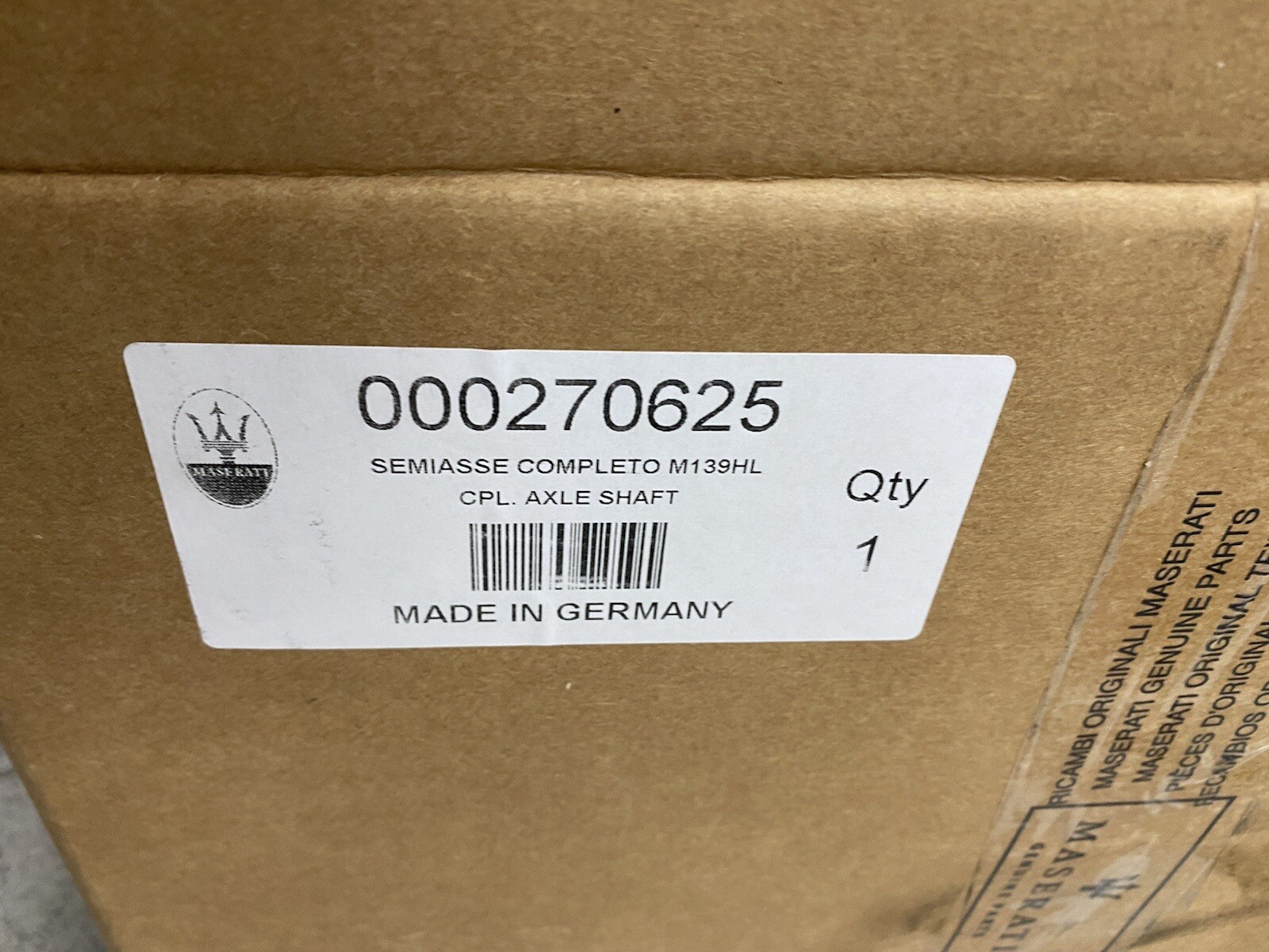 NEW ORIGINAL MASERATI GT MC QUATTROPORTE RIGHT REAR AXLE SHAFT GRAN CABRIO 