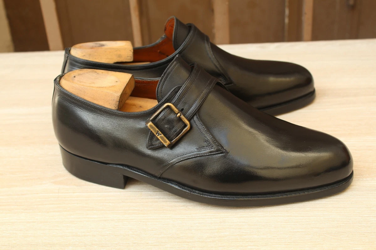 JM WESTON BLACK LEATHER BUCKLE SHOE 6 E 40 EXCELLENT MEN'S SHOES CONDITION