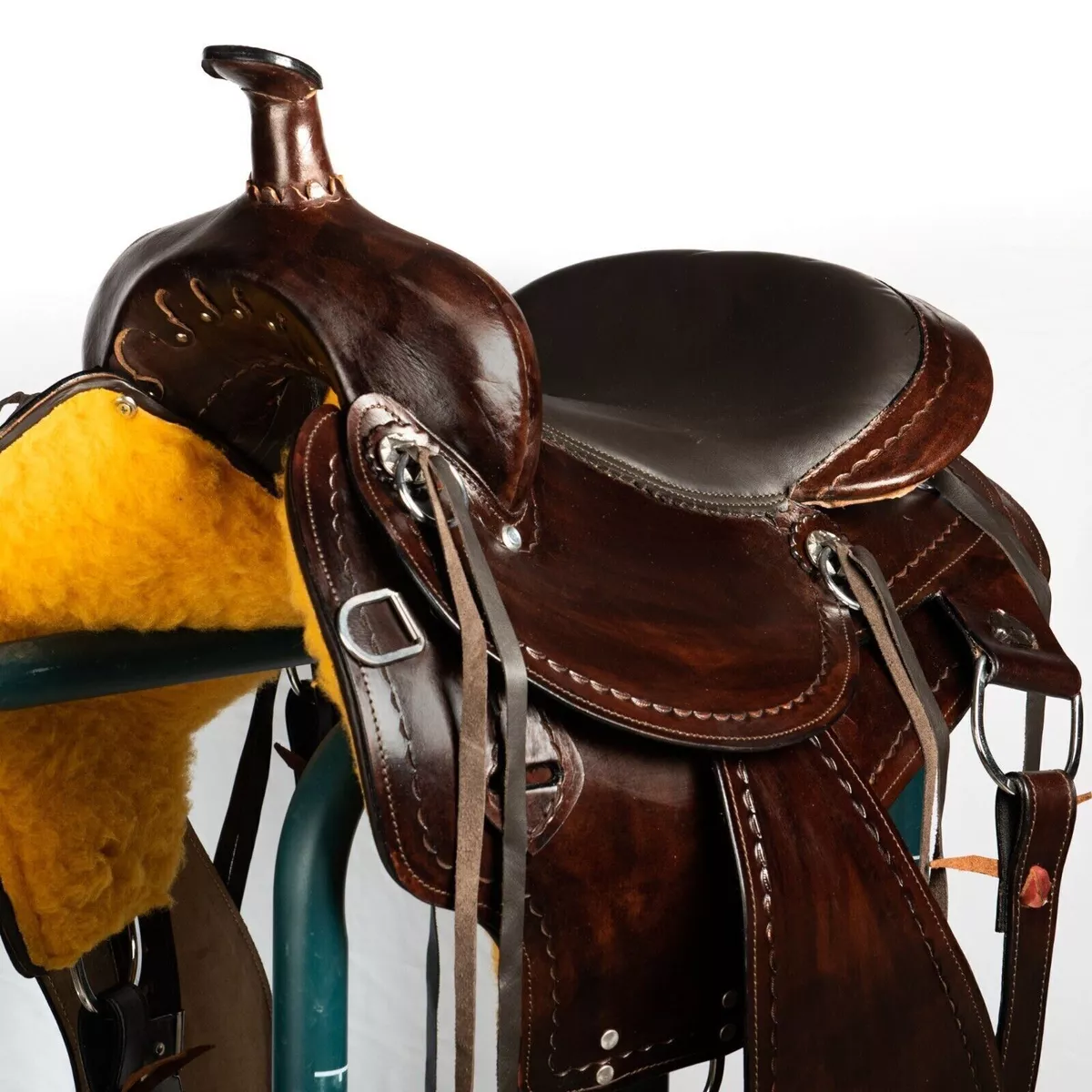 PREMIUM WESTERN HORSE SADDLE GENUINE LEATHER TRAIL GAITED 15 16 17 INCH