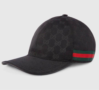 [Excellent] GUCCI Authentic Baseball Cap Men's Black GG Campus Size L 59cm