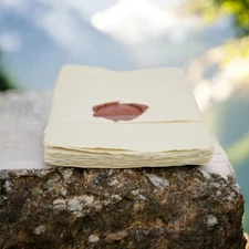 25 Sheets, 5.25x7" 100% Cotton 200GSM, Off-White Deckle-Edge Handmade Paper