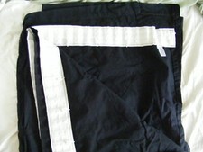 Set of 2 black cotton curtains - 155cm x 190cm - thin material (could sew in a t