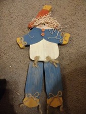 Hand painted wooden scarecrow hanging decoration