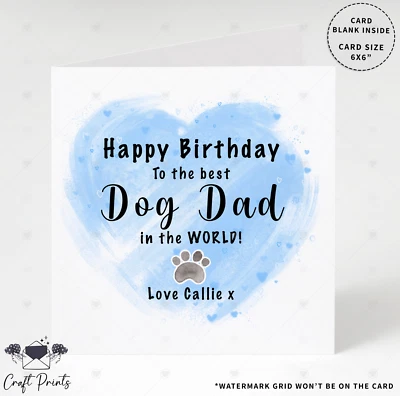 Personalised Dog Dad Daddy Birthday Card from Dog Doggy Dad Daddy Pet Card