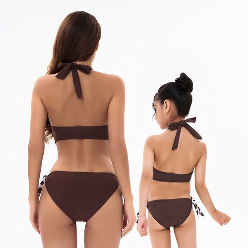 One Piece Girl Women Swimwear Family Matching Swimsuit Tummy Control Beachwear - Picture 4 of 9
