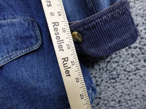 Vintage Cherokee Lined Denim Chore Rancher Jacket Size Large Corduroy Cuffs - Picture 10 of 12