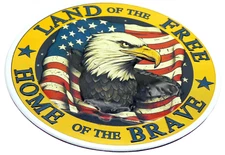 3D METAL Land Of The Free Decal Emblem Patriotic Army Auto Car Truck Motorcycle