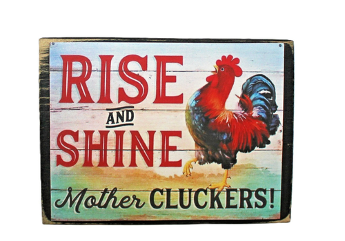 Humorvoll Huhn Henne Bauernhaus Holz Stufentablett Regal Sitter Schild Block - Bild 2 von 3