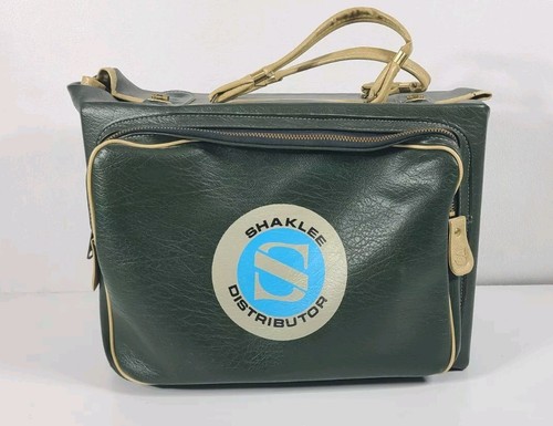 Estuche de Transporte de Cuero Shaklee Distribuidor Verde 1980 Bolso Venta Exhibición De Colección Difícil de Encontrar