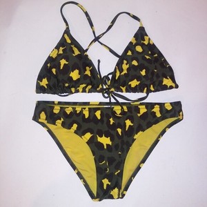 yellow and black leopard swimsuit
