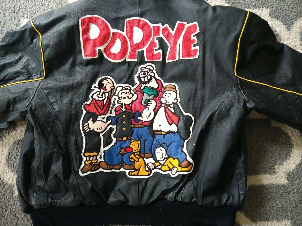 Sz LARGE VTG 1994 POPEYE Montana Toons Leather Jacket RARE Sz LARGE VTG 1994 POPEYE Montana Toons Leather Jacket RARE