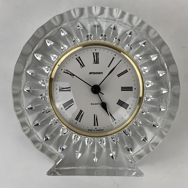 Staiger Round Crystal Table Desk Clock Roman Numerals Made In Germany
