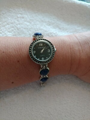 Woman\'s Stainless Steel Water Resistant Watch With Lapis Lazuli Stone 7 1/2 inch Woman main image 3