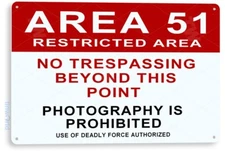 Area 51 Sign Warning Sign Restricted No Trespassing Sign Tin Sign C373